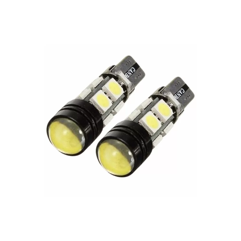 PAR DE LÂMPADA LED T10 TORRE SUPER BRANCO 9 LEDs 12V CANBUS - TIGER - TG1014010