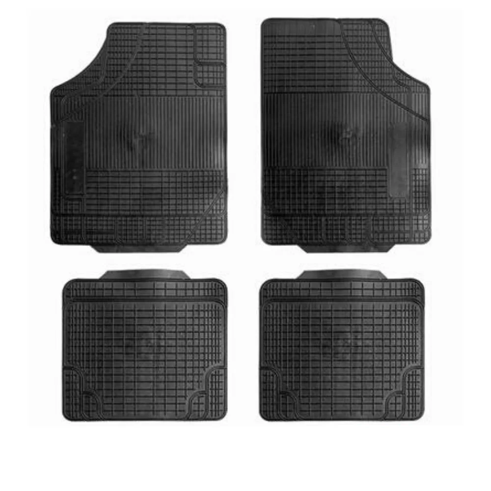 JOGO DE TAPETE AUTOMOTIVO BORRACHA FLEXÍVEL UNIVERSAL MODELO C PRETO COM TEXTURA ANTIDERRAPANTE 4 PEÇAS - FRISART 80007