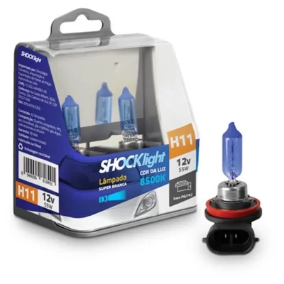 PAR LÂMPADA SUPER BRANCA H11 12V 55W PGJ192- SHOCK LIGHT SL120011SBBA
