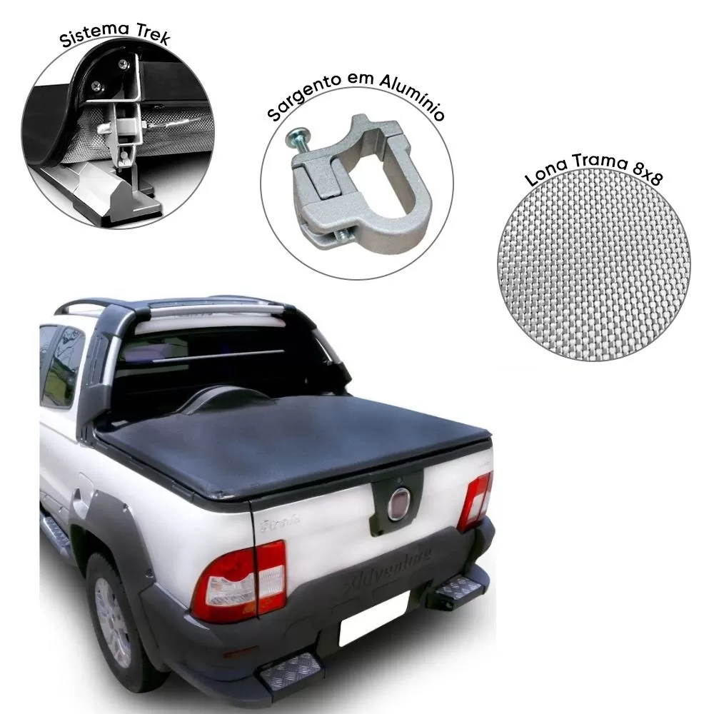 CAPOTA MARÍTIMA FLASH FORCE FIAT STRADA LOCKER 2009 ATÉ 2013 CABINE ESTENDIDA SEM GANCHO COM ESTEPE - FLASH COVER 139