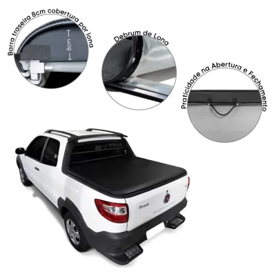 CAPOTA MARÍTIMA FLASH FORCE FIAT STRADA WORK 2014 EM DIANTE CABINE ESTENDIDA - FLASH COVER 182