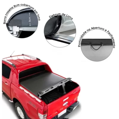 CAPOTA MARÍTIMA FLASH FORCE FORD RANGER LIMITED 2012 EM DIANTE CABINE DUPLA - FLASH COVER 179