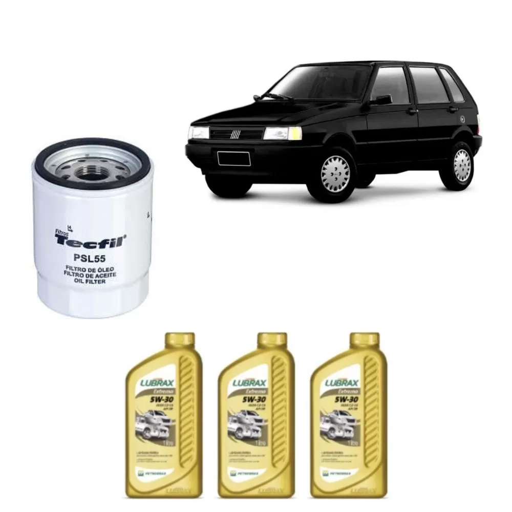 KIT PARA TROCA DE ÓLEO FIAT UNO 1.0 8V DE 2000 ATÉ 2016 - TECFIL e LUBRAX