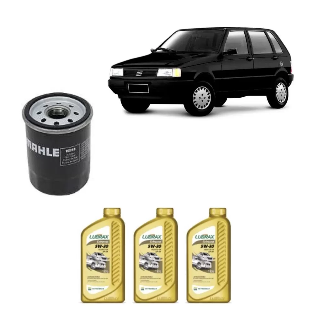 KIT PARA TROCA DE ÓLEO FIAT UNO 1.0 8V DE 2001 ATÉ 2016 - MAHLE E LUBRAX