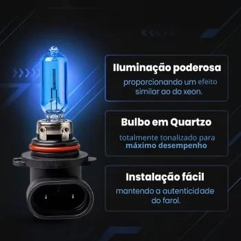 Par Lâmpadas Super Branca Hb3/9006 8500k Farol Carro