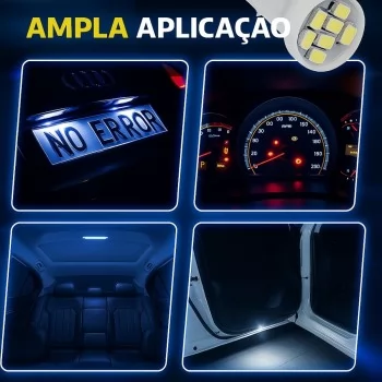 Lampadas T10 Pingo Led  Branca 8 Leds 6000K - 10 Unidades