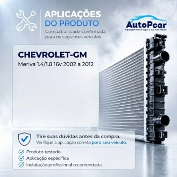 RADIADOR ALUMINIO GM MERIVA 1.8 02/12 C/S