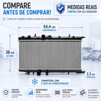 RADIADOR ALUMINIO PEUGEOT/CITROEN 206/207/307 1.4/1.6  99/... XSARA 1.6/2.0 16V 95/19 C/S AR