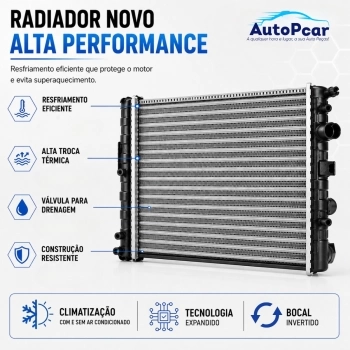 RADIADOR ALUMINIO VW GOL/PARATI/SAVEIRO 1.0/1.6/1.8/2.0 95/08 S/AR