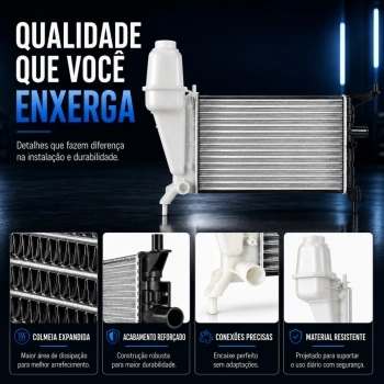 RADIADOR ALUMINIO GM CELTA 1.0/1.4 00/05 GAS S/AR C/RESERVATORIO