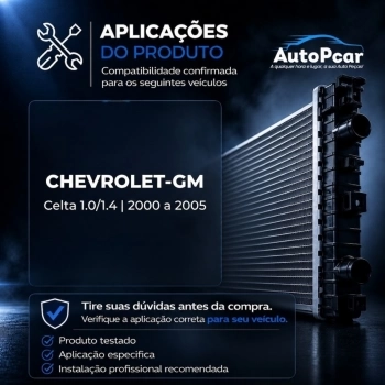 RADIADOR ALUMINIO GM CELTA 1.0/1.4 00/05 GAS S/AR C/RESERVATORIO
